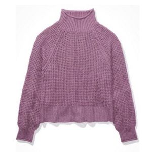 Lilac, mock-knock knit sweater.